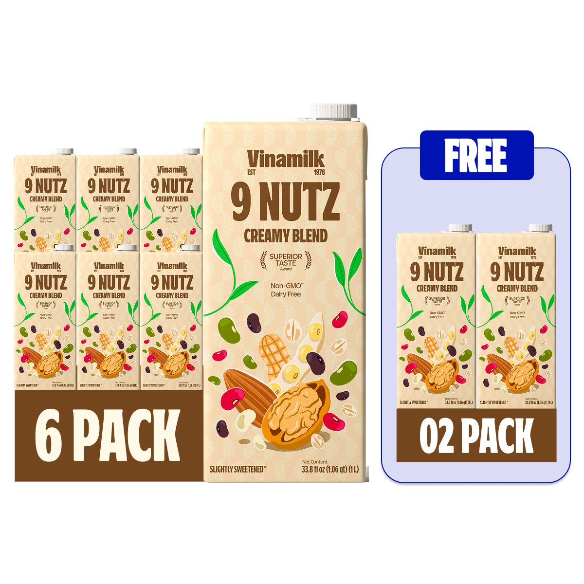 Vinamilk 9 Nutz Plant Milk Pack 6 Free Pack 2