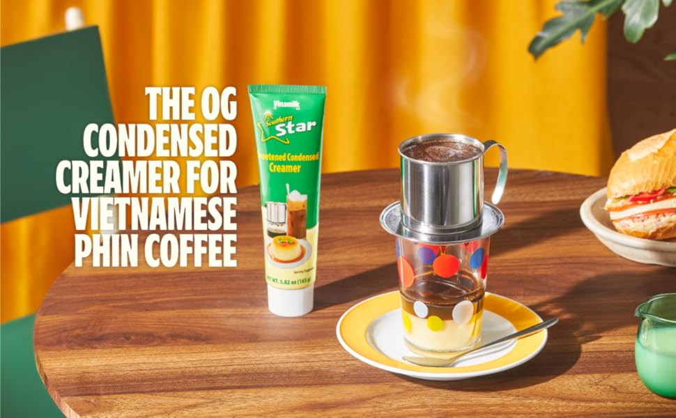 Vinamilk Sweetened Condensed Creamer Tubes 5.82 Oz Each, Kantar Choice, Light Creamy Sweet - Portable Liquid Creamer for Vietnamese Drip Coffee, Smoothie, and Dessert