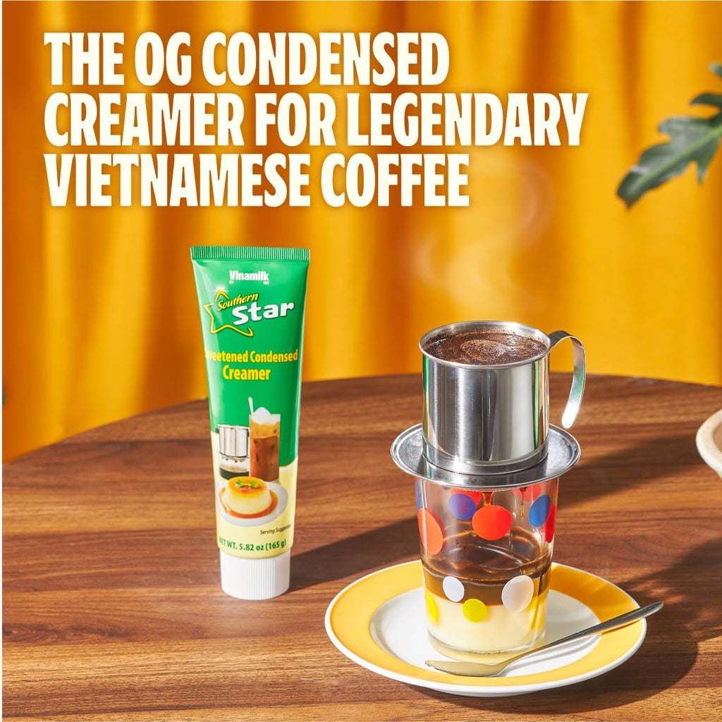 Vinamilk Sweetened Condensed Creamer Tubes 5.82 Oz Each, Kantar Choice, Light Creamy Sweet - Portable Liquid Creamer for Vietnamese Drip Coffee, Smoothie, and Dessert (5.82 Oz)